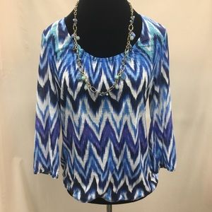 Chico’s blue chevron knit, size 1 (medium)